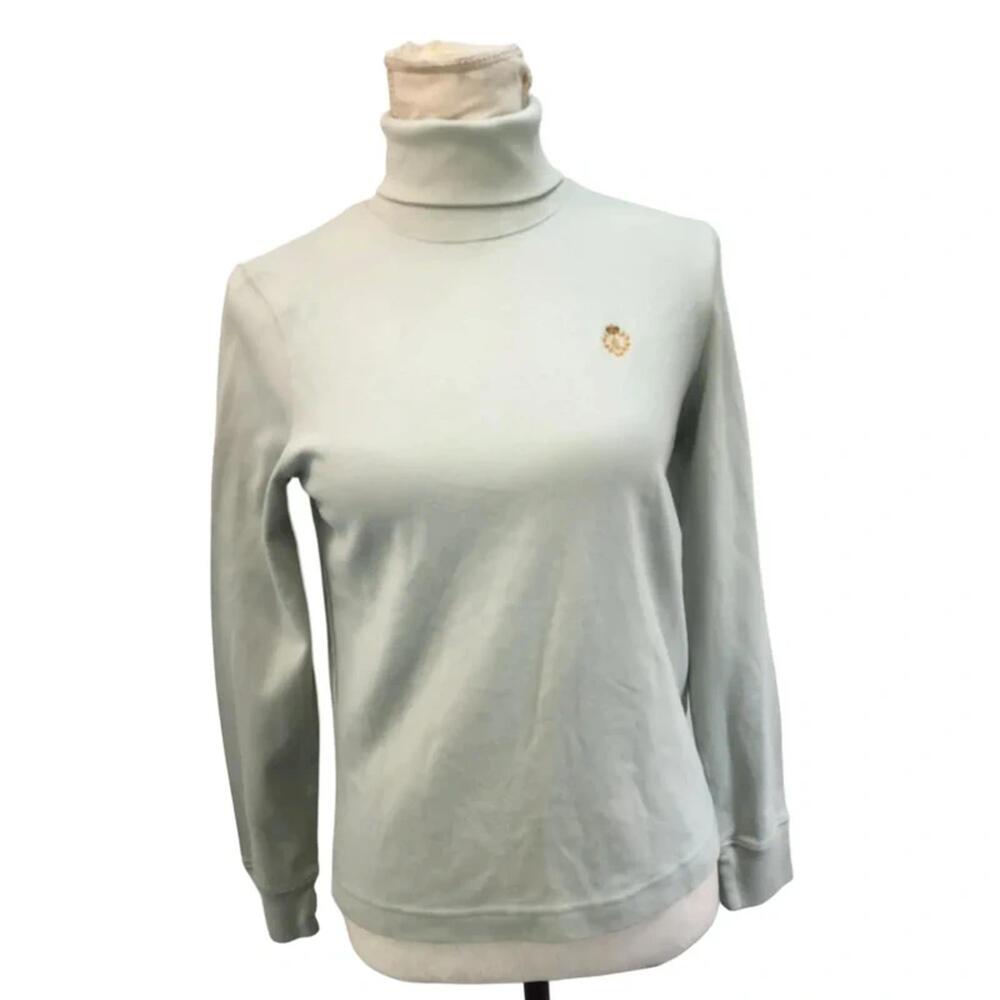 VintageNWT Lauren Ralph Lauren Cotton Turtleneck Crest Gold LRL 90s PS